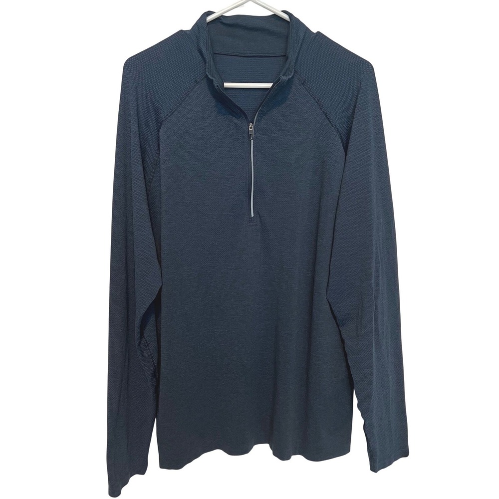 Lululemon Men's XXL Metal Vent Tech 1/2 Zip Pullover Navy Blue Gym Running Train